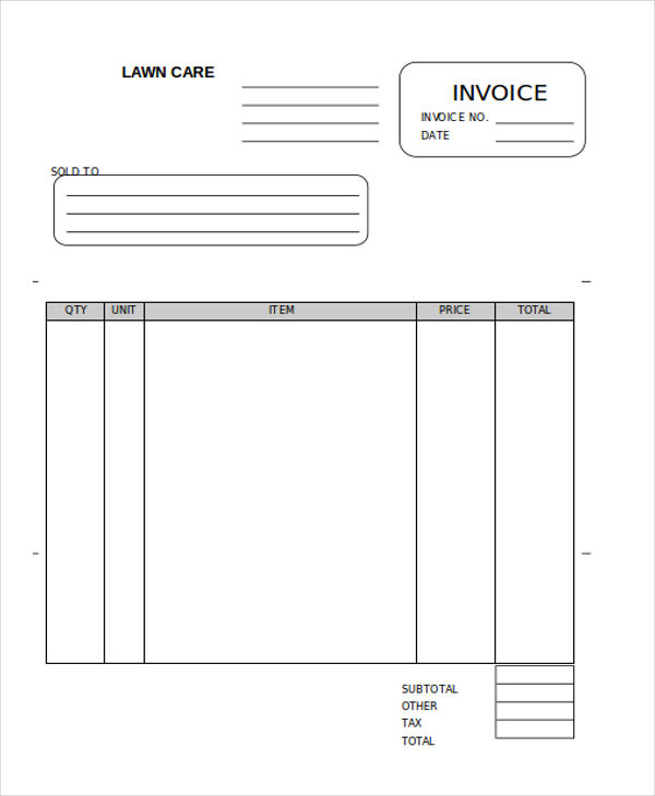 lawn mowing invoice template free pdf template