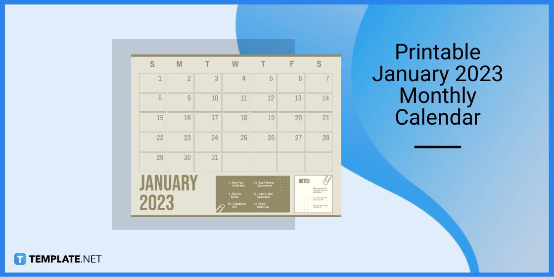 printable january 2023 monthly calendar template