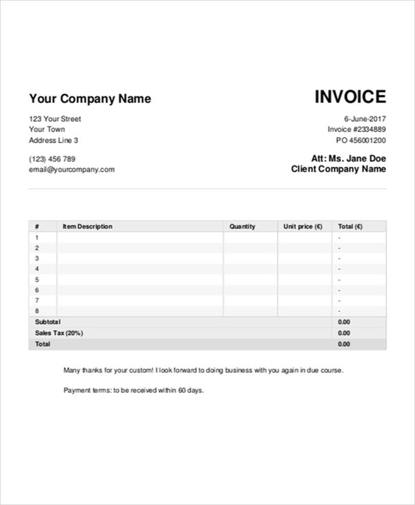 Job Invoice Templates - 8+ Free Word, PDF, Format Download