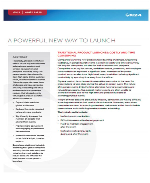 product launch white paper