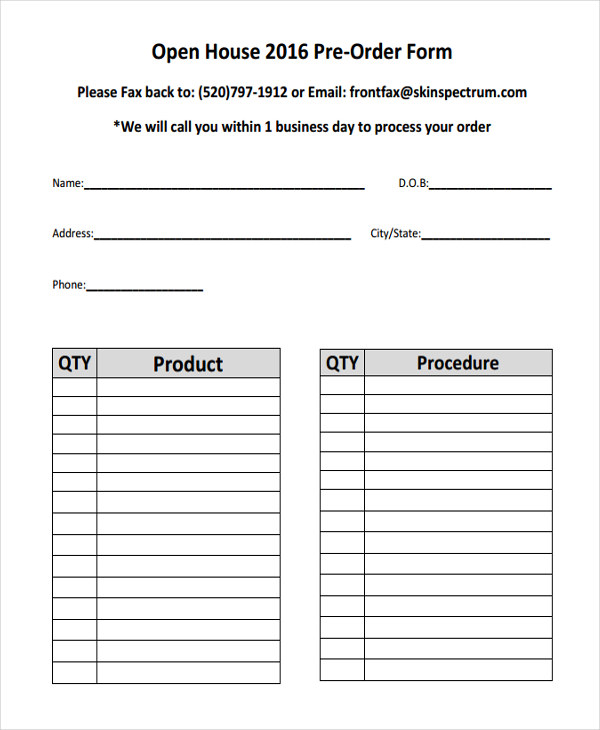 9+ Product Order Forms Free Samples, Examples Format Download