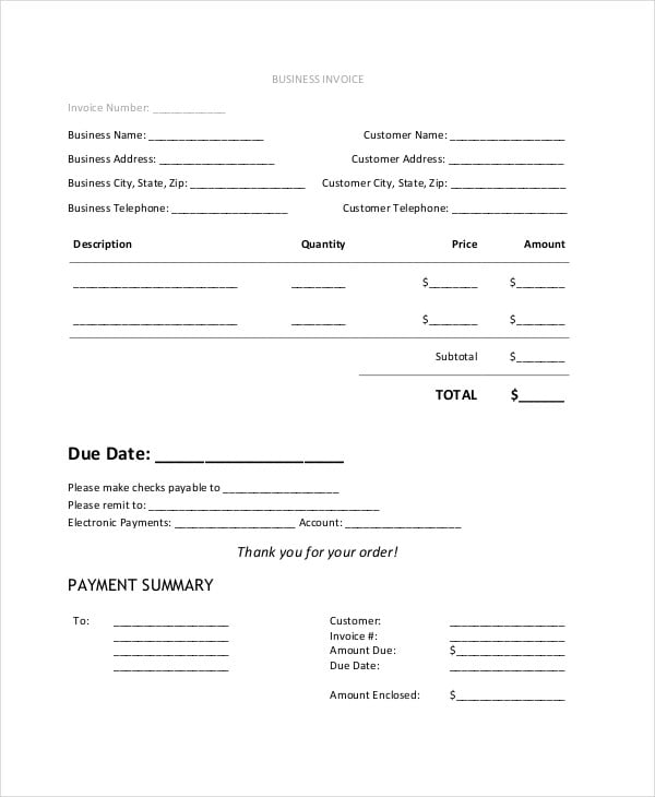 professional business invoice