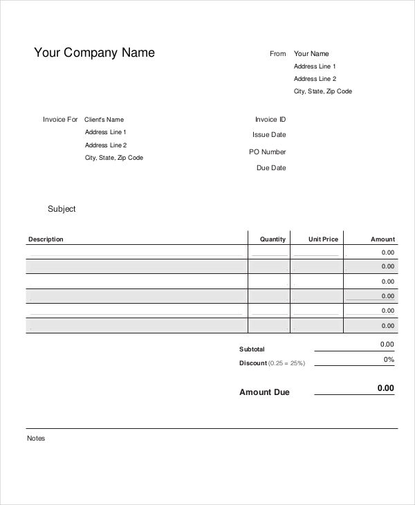 professional invoice format in word