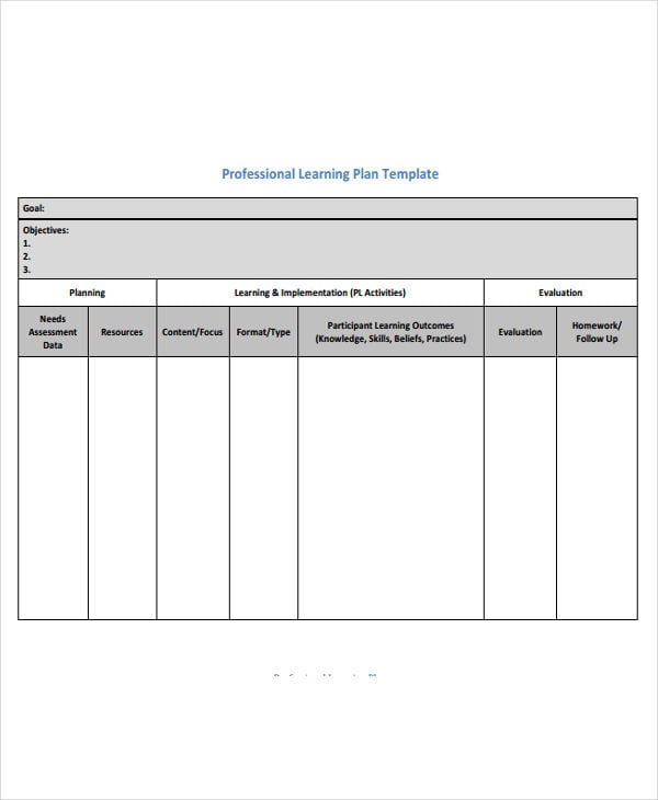 professional learning plan template