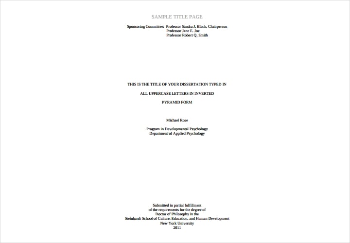 research title page format