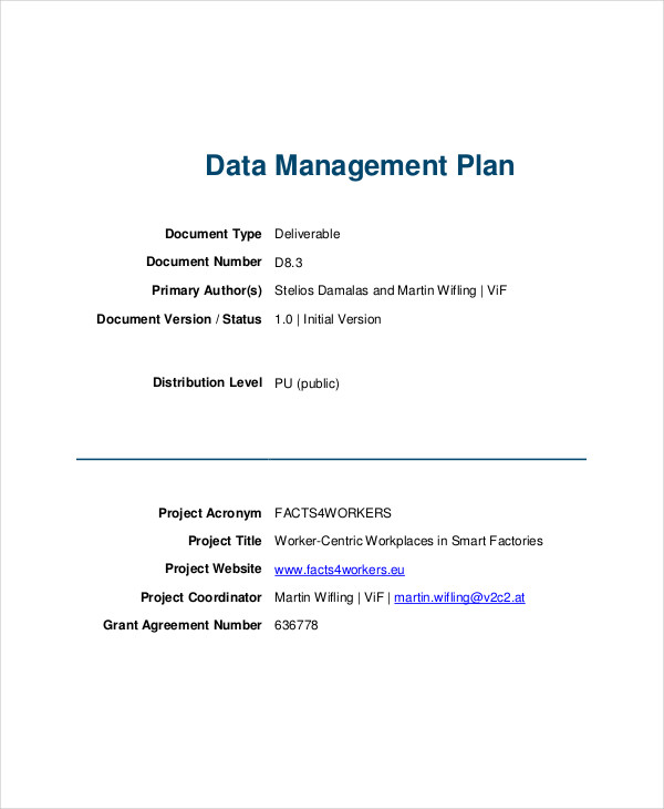 how do you write a data management plan for research