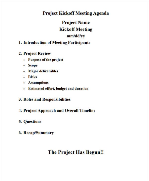 project kickoff meeting agenda