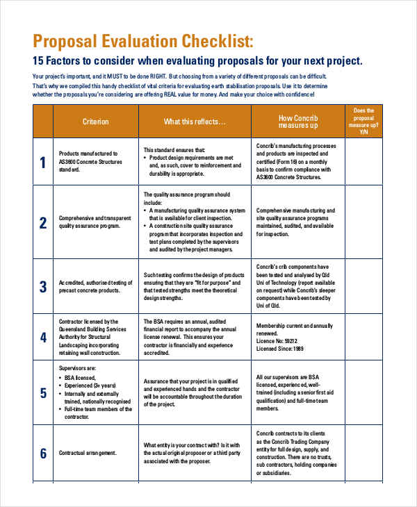 8 Project Evaluation Checklist Templates Free Samples