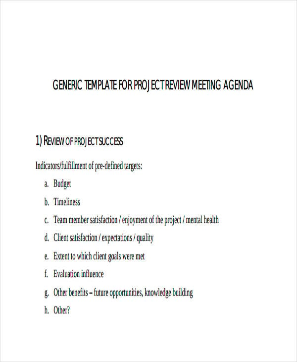 project review meeting agenda