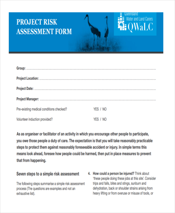 project risk assessment form