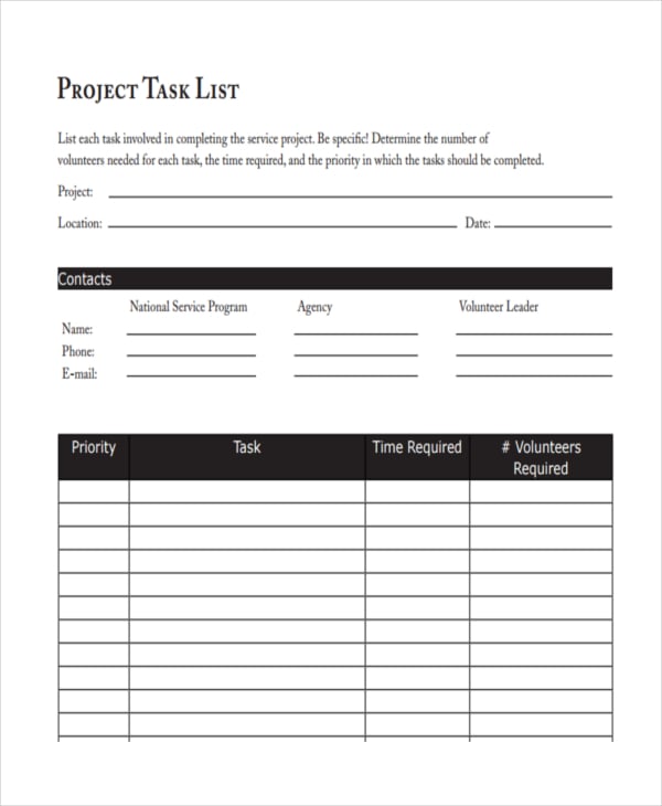 business project task planner