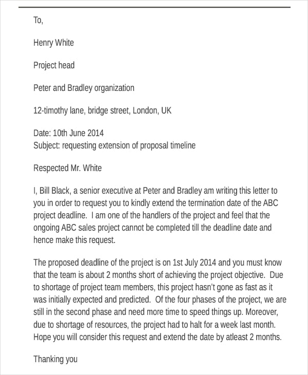 proposal extension request letter
