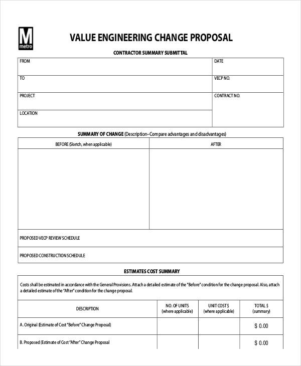 proposal for value engineering