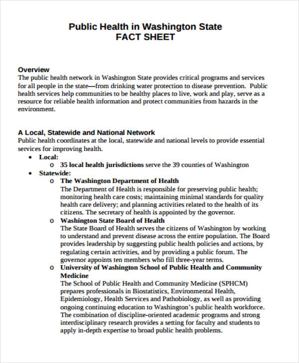 public health fact sheet