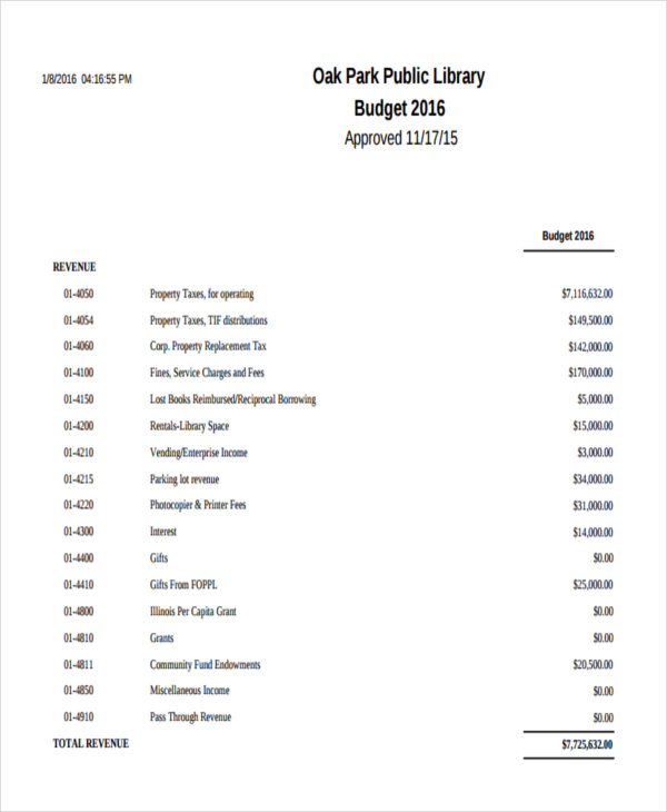 public library budget
