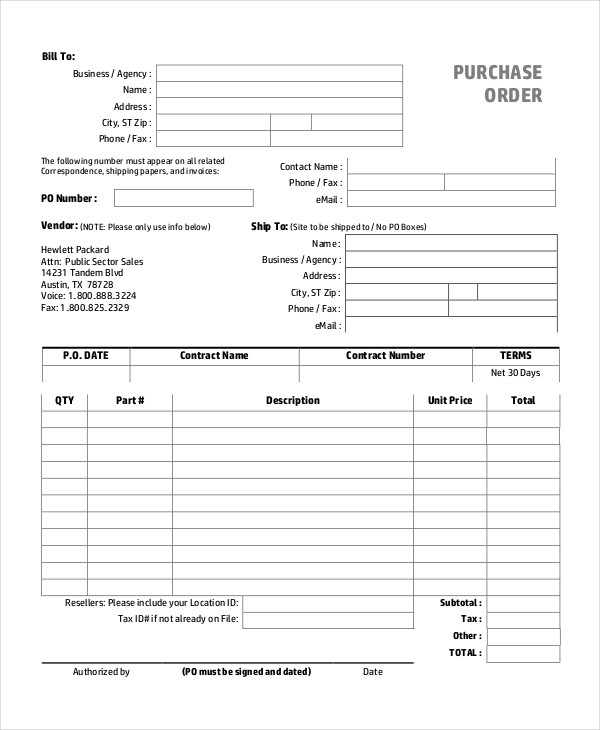 Purchase Invoice Template 13 Free Word PDF Format