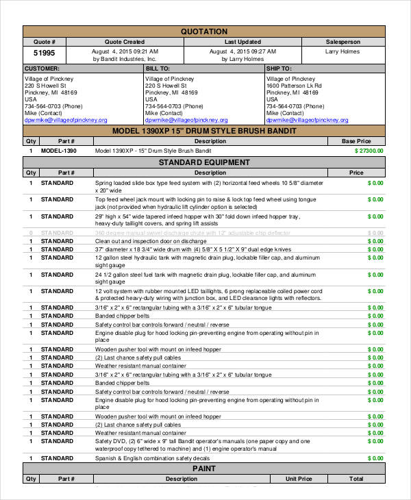 quotation model template