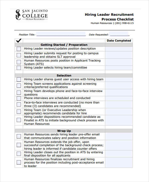 recruitment process checklist