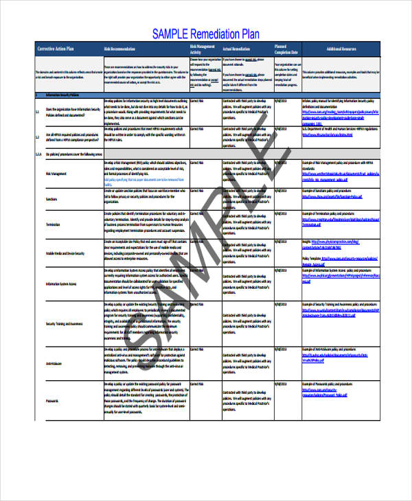 18  Remediation Plan Templates Free Sample Example Format Download