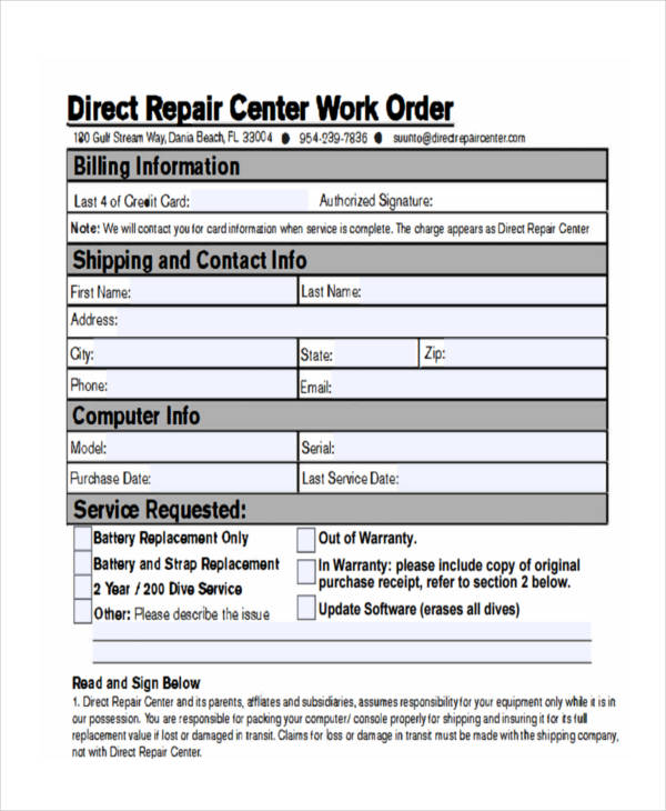 repair-center-work-order
