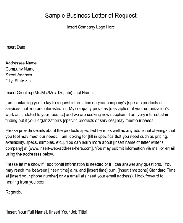 Formal Business Request Letter Format