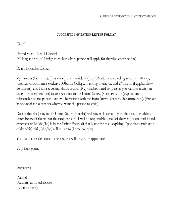 official visit request letter