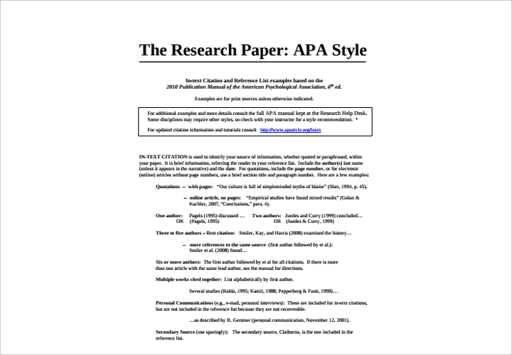 research paper apa style