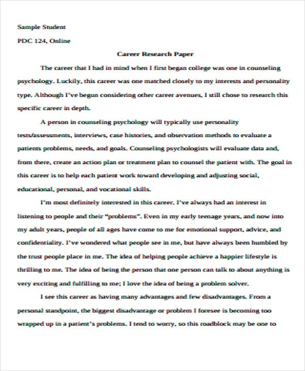 research paper for student career