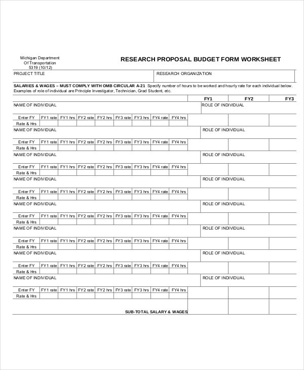 10 Research Budget Templates Word PDF Excel