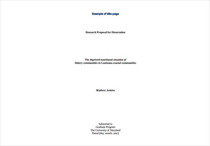 research proposal title page
