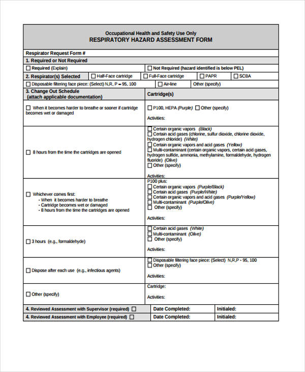 respiratory hazard assessment form