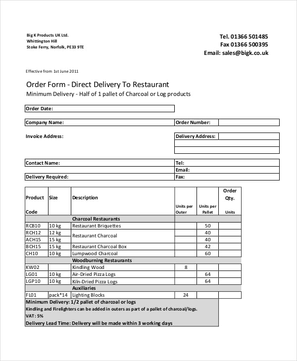 restaurant delivery order