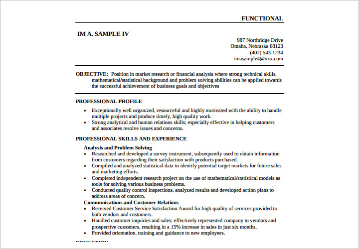resume with profile sample