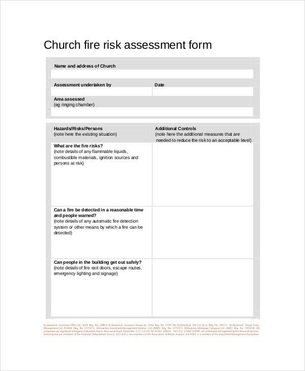 risk assessment for church fire