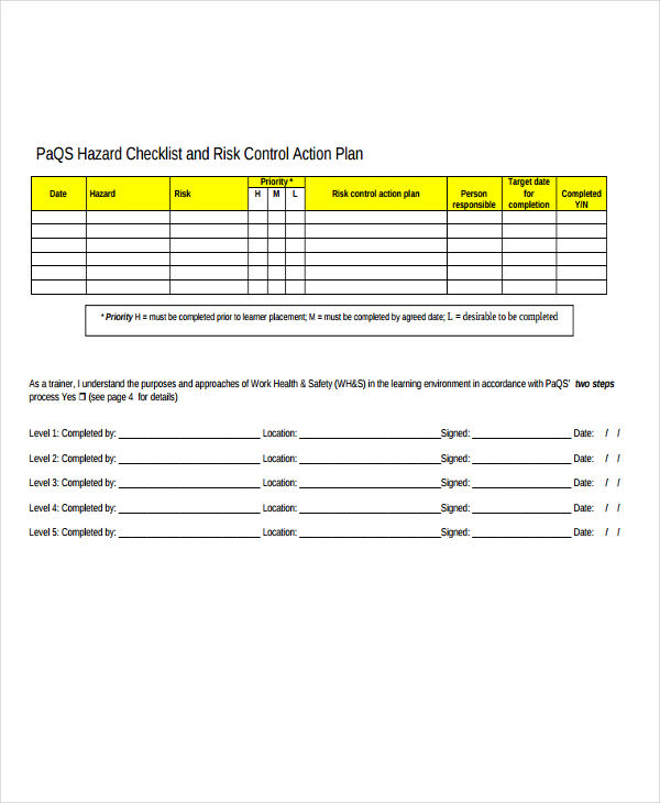 risk control action plan