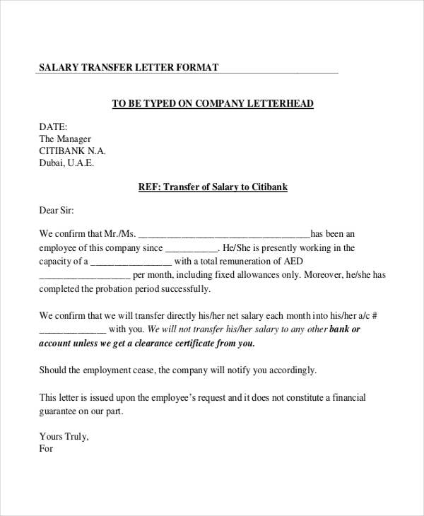how to write a transfer letter from one department to another