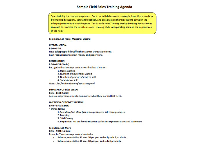 sales agenda example
