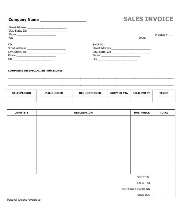 Cash Invoice Template 18+ Word, PDF, Excel Format Download