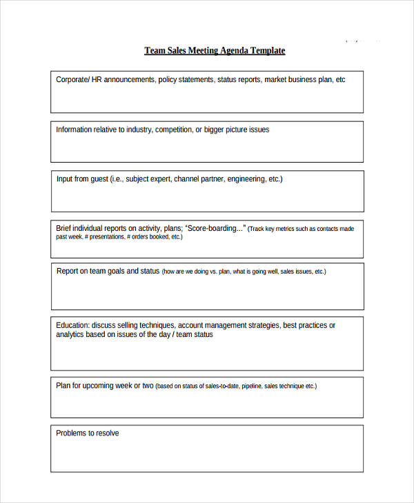 Sales Team Meeting Agenda Template