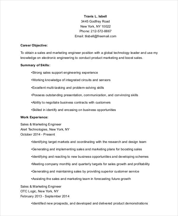 sales and marketing engineer resume1