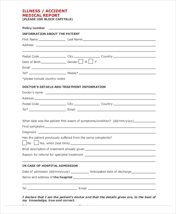 Sample Medical Report From Doctor The Document Template