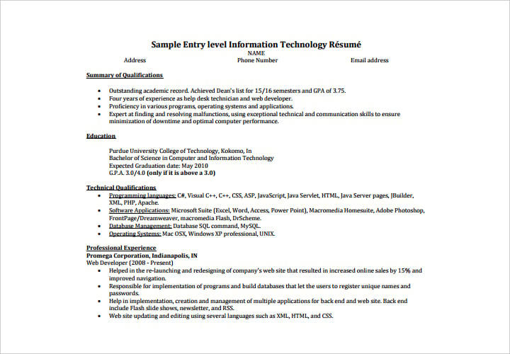 sample-entry-level-i-t-resume