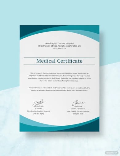 sample medical certificate from doctor template
