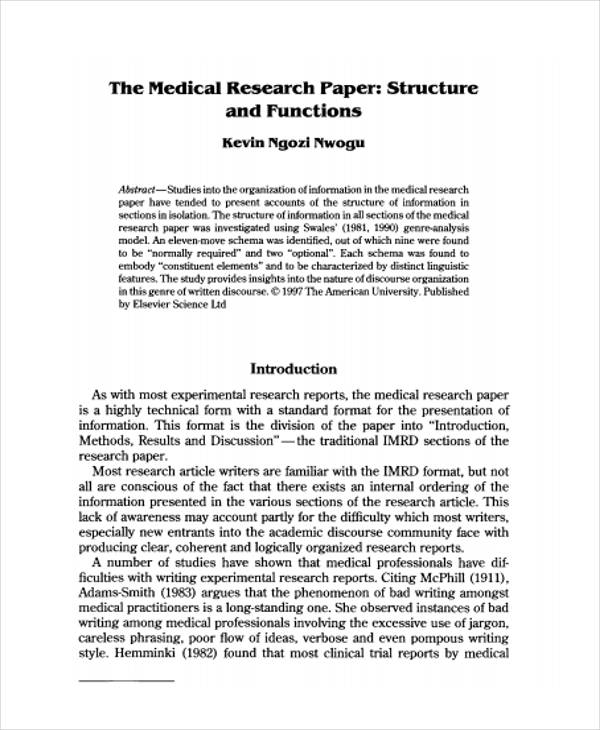 research on paper format