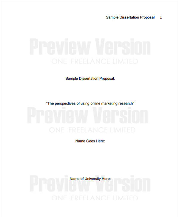 dissertation proposal formats