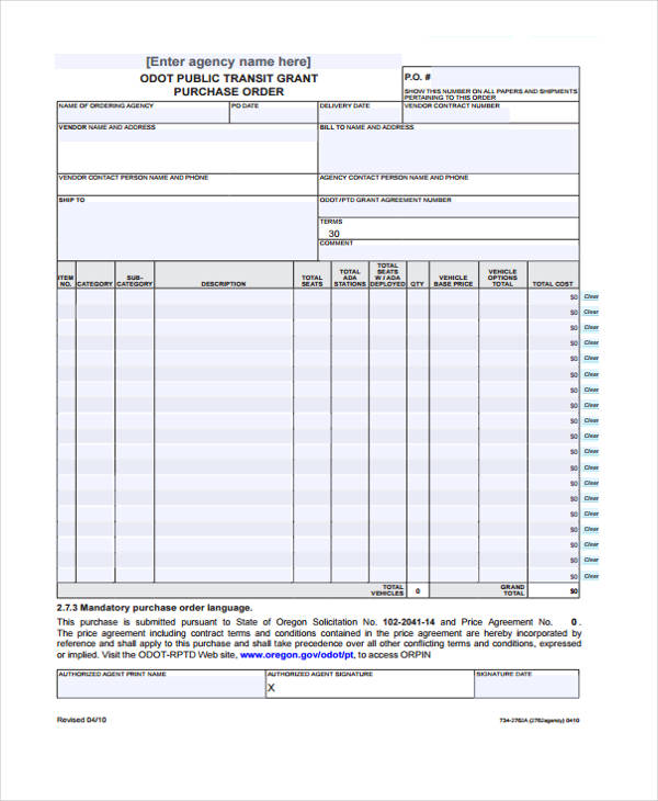 12+ Purchase Order Samples