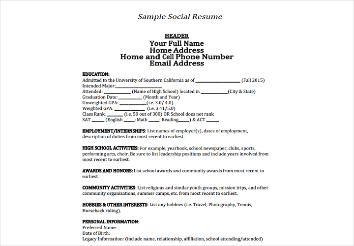 sample-social-resume