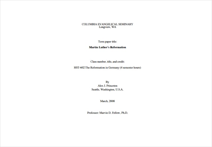 sample term paper title page