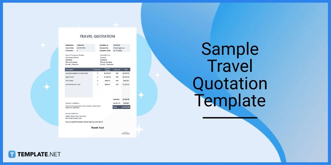 sample travel quotation template