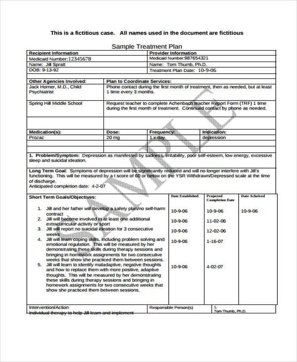 chart example dental Plan Free Templates Treatment 29  & Premium   Templates Free